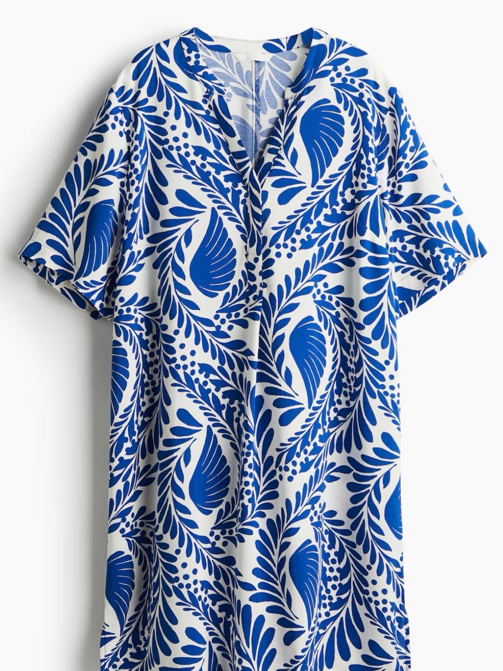 H&M Blue and White Viscose Tunic Dress